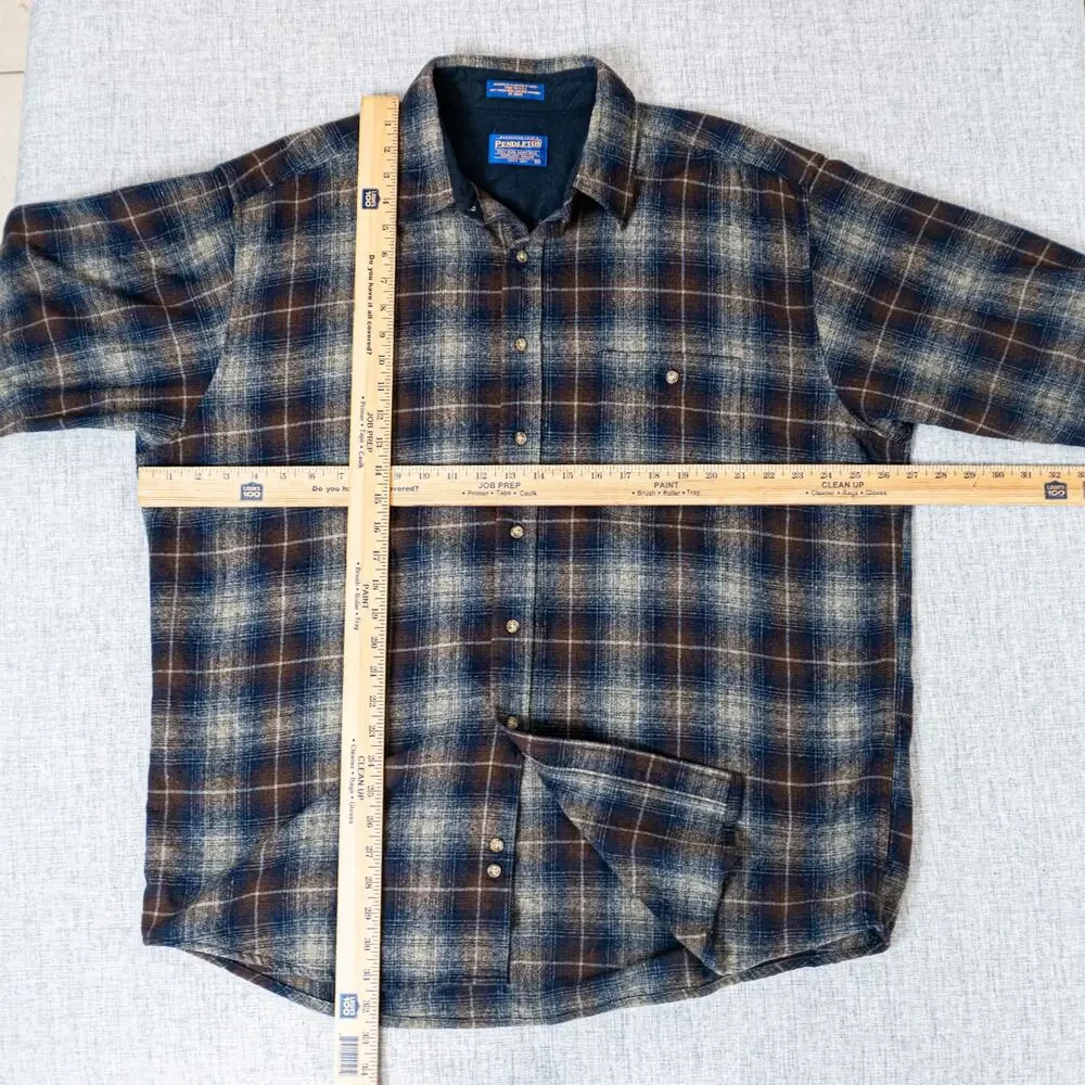 vtg Pendleton Men's Virgin Wool Flannel Shirt Suade elbow patch size XL